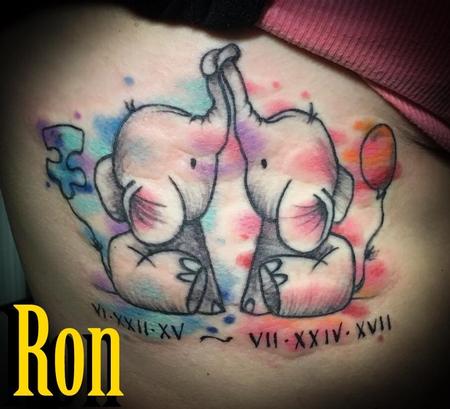 Tattoos - Watercolor Elephants - 139023