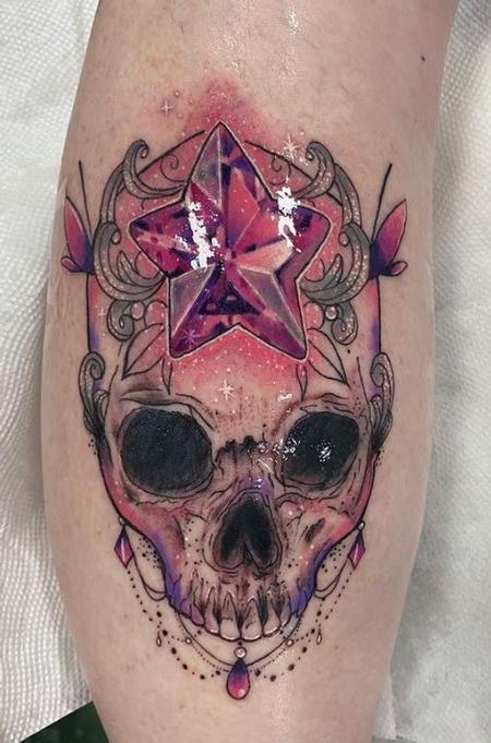 Tattoos - colored crystal skull  - 144013