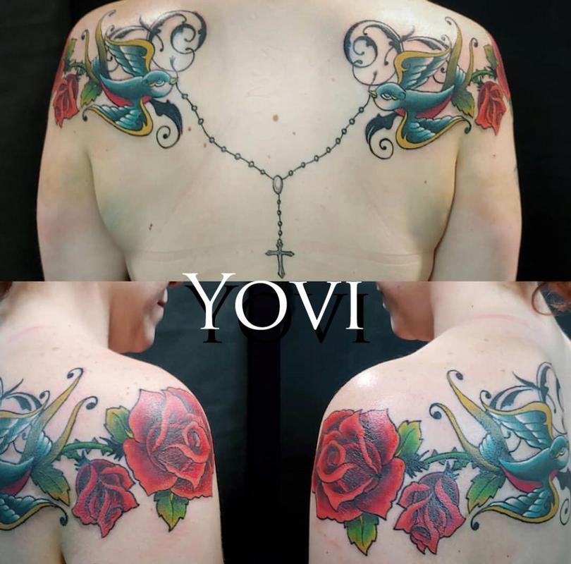 Sparrows and Roses by Yovanier Valentin : Tattoos