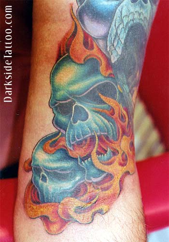 Tattoos - Skulls and Flames Tattoo - 3218