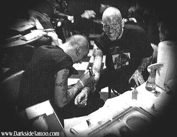 Tattoos - Sean tattooing the Enigma - 6670