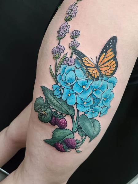 Tattoos - Butterfly and Flowers - 142476