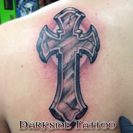 Tattoos - Black and Gray Cross - 87290