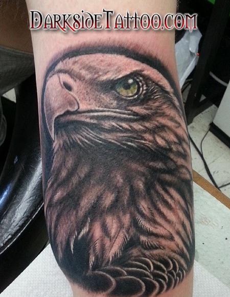 Tattoos - Black and Gray Bald Eagle Tattoo - 88739