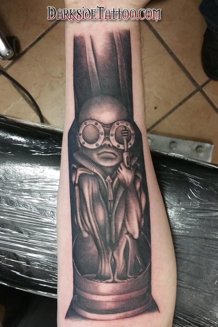 Tattoos - Black and Gray Giger Baby Tattoo - 104902