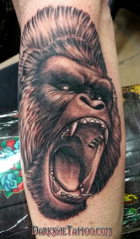 Tattoos - Black and Gray Gorilla - 100752