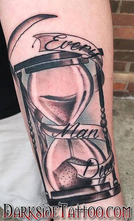 Tattoos - Black and Gray Hourglass Tattoo - 117322