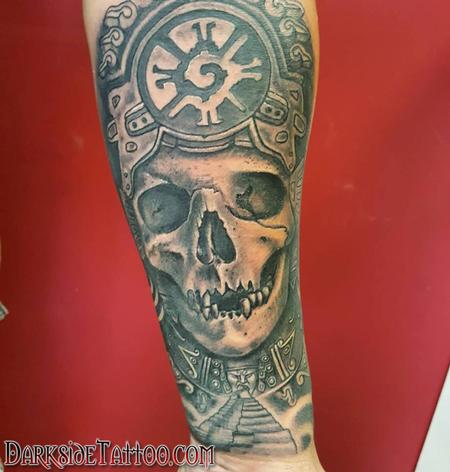 Tattoos - Black and Gray Mayan Witchdoctor Tattoo - 130045