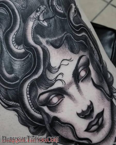 Tattoos - Black and Gray Medusa Tattoo - 133958