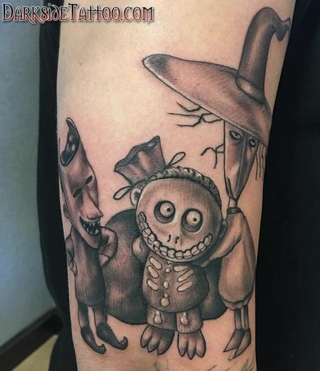 Tattoos - Black and Gray Nightmare Before Christmas Tattoo - 130047