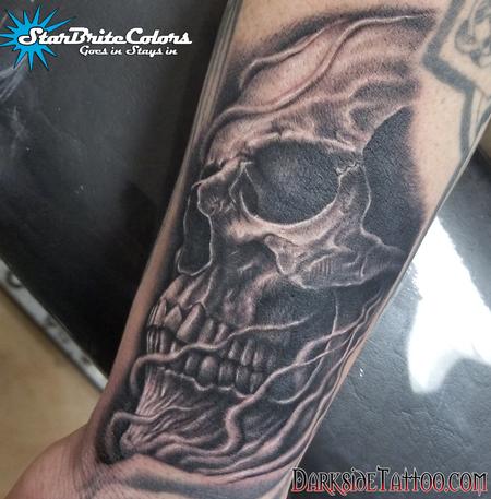 Tattoos - Black and Gray Skull Tattoo - 132126