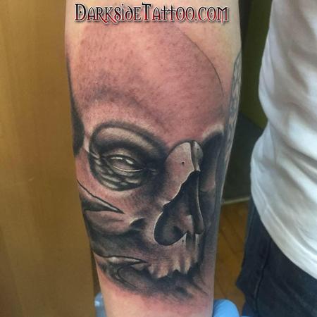 Tattoos - Black and Gray Skull Tattoo - 132128