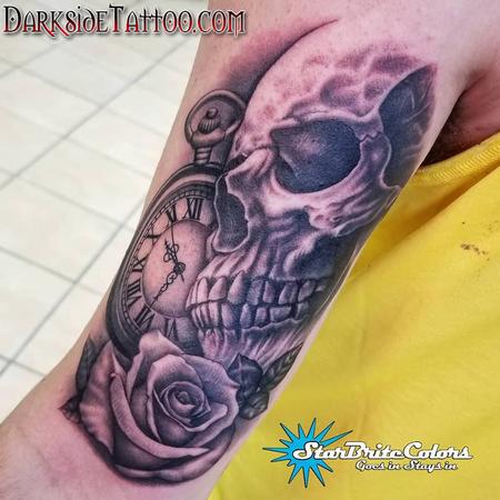 Tattoos - Black and Gray Skull Tattoo - 133941