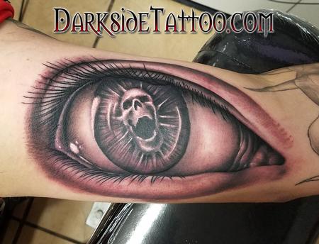 Tattoos - Black and Gray Skull Eyeball Tattoo - 119883