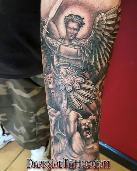 Tattoos - Black and Gray St. Michael Tattoo - 130040