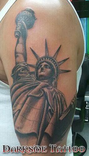 Tattoos - Black and Gray Statue of Liberty Tattoo - 87352