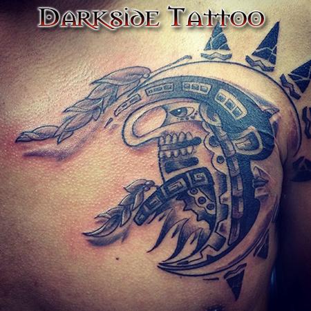 Tattoos - Black and Gray Native American Tribal Tattoo - 87292