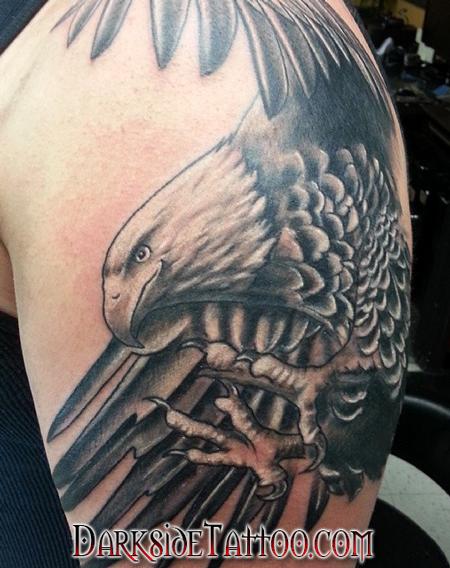 Tattoos - Black and Gray Eagle - 89093