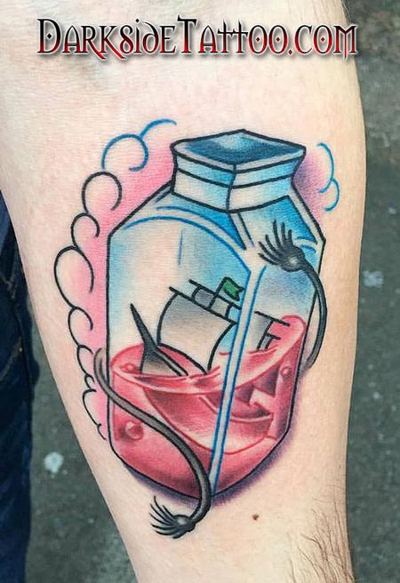 Tattoos - Color Ship in a Bottle - 113663
