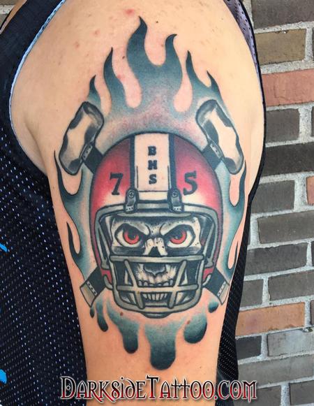 Tattoos - Skull in Helmet Tattoo - 130032