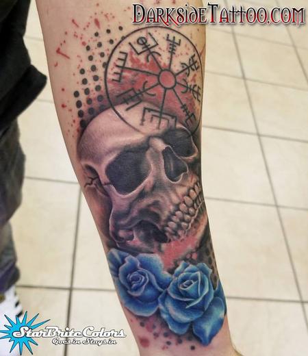 Tattoos - Color Trash Polka Skull Tattoo - 130044