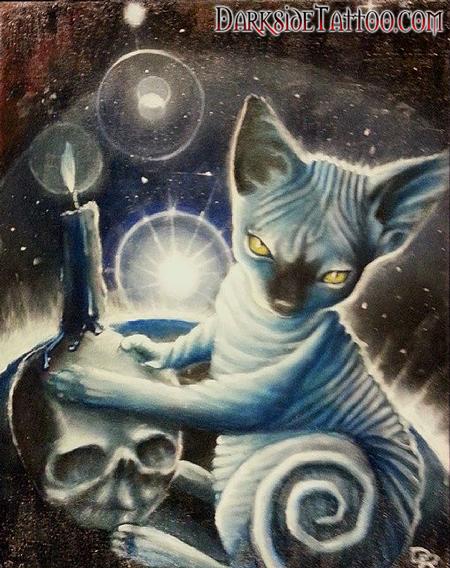 Tattoos - Color oil painting of Dave's Cat Anubis - 88740