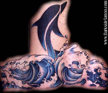 Tattoos - Tribal dolphin and waves - 461