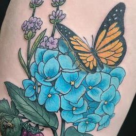 Tattoos - Butterfly and Flowers - 142476
