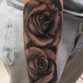 Tattoos - Black and Gray Roses - 142409
