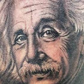 Tattoos - Black and Gray Einstein Portrait Tattoo - 117325