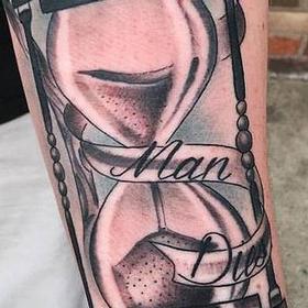 Tattoos - Black and Gray Hourglass Tattoo - 117322