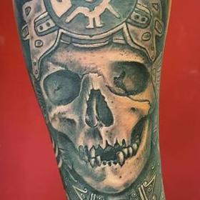 Tattoos - Black and Gray Mayan Witchdoctor Tattoo - 130045
