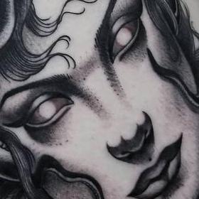 Tattoos - Black and Gray Medusa Tattoo - 133958