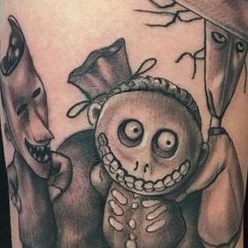 Tattoos - Black and Gray Nightmare Before Christmas Tattoo - 130047