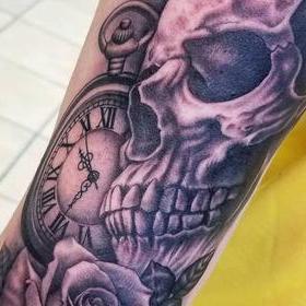 Tattoos - Black and Gray Skull Tattoo - 133941