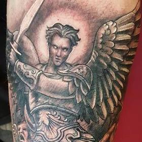 Tattoos - Black and Gray St. Michael Tattoo - 130040