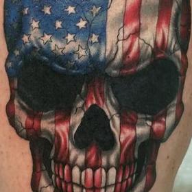 Tattoos - Color American Flag Skull - 109894