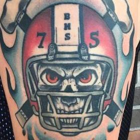 Tattoos - Skull in Helmet Tattoo - 130032