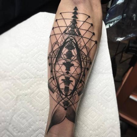 Tattoos - Abstract Geometric Shark Tattoo - 113840