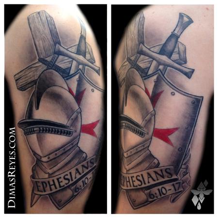 Tattoos - Black and Grey Armor of God tattoo - 98285