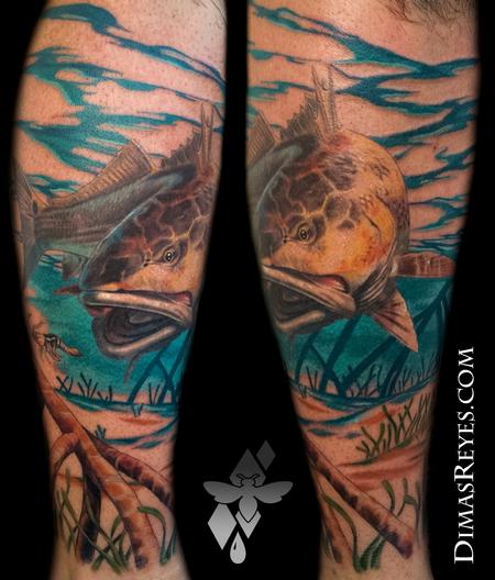 Tattoos - Realistic Color Redfish Tattoo - 119322