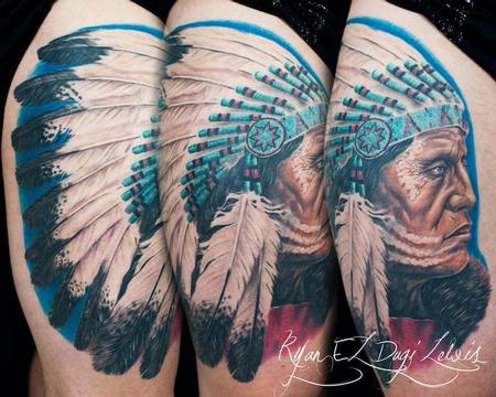 Tattoos - Native American Warchief Elder - 86061