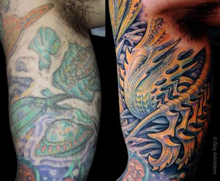 Tattoos - David, inner arm, before and after - 71526