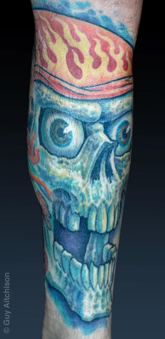 Tattoos - Mike, classic biker skull - 72601