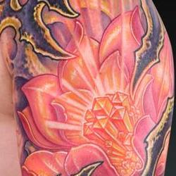 Tattoos - Juan, jeweled lotus upper arm - 72522