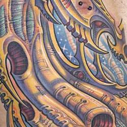 Tattoos - Anthony, giant biomech rib panel - 72604