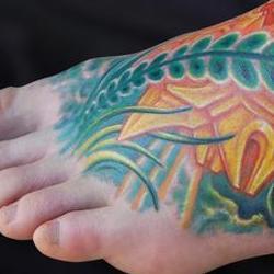 Tattoos - Mike, jungle lightform foot - 72616