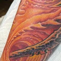 Tattoos - Glowing Biomech Swirl Leg - 146488