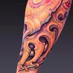 Tattoos - JJ, biomech sleeve detail shot - 75928