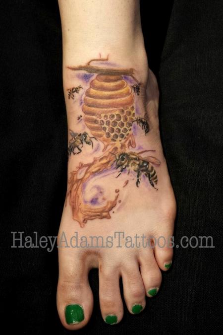 Haley Adams - honey bee tattoo